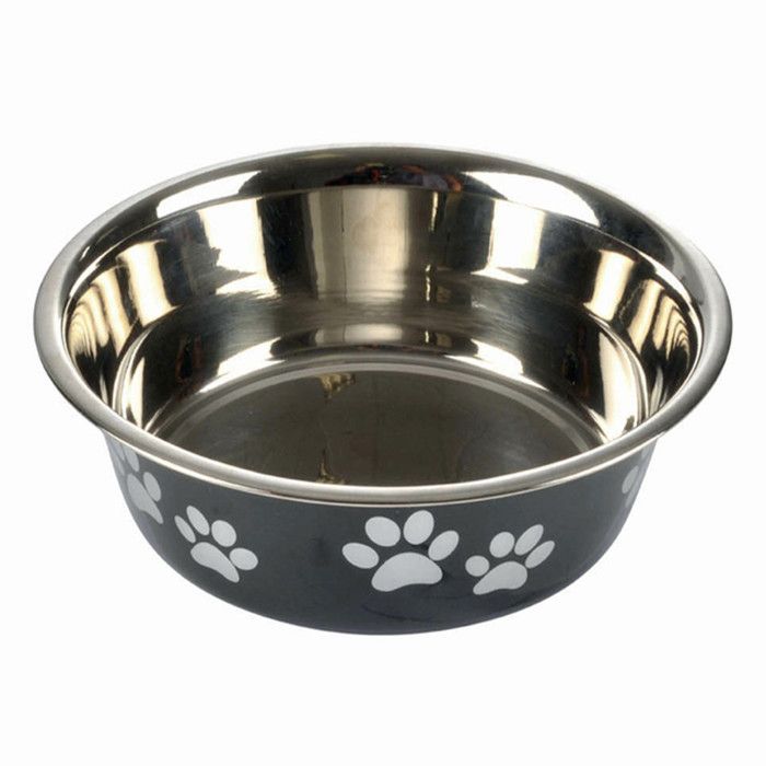 Meilleurs prix pour Gamelle pour Chien & Chat - PARIS PRIX - Motifs Pattes - 21cm - Inox - Noir