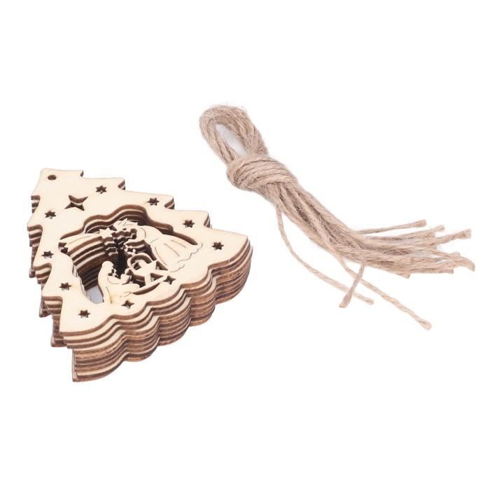20 Pendentifs De Noël En Bois Non Peint – 10 Modèles (rennes, Bonhommes De Neige, Sapins…) – Décoration Sapin Ou Couronne