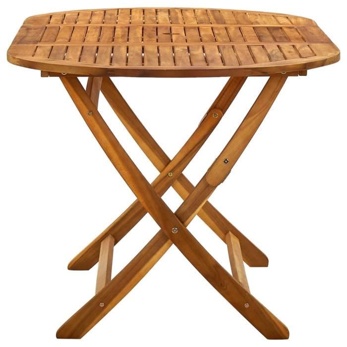 Table de jardin pliante - Qqmora - Idyllique - brun - bois d'acacia massif avec finition à l'huile - 160x85x75cm(LxlxH)