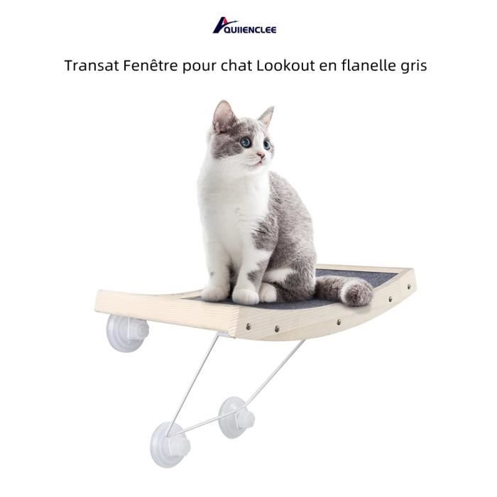 Comparer les prix de QUIIENCLEE Transat Fenêtre pour chat Lookout en flanelle gris 43 x 29 x 31 cm Peut supporter jusqu'à 18 kg