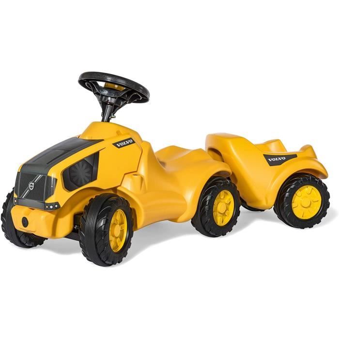 Tracteur Rolly Toys Volvo junior 97cm jaune avec remorque - Pour enfants à partir de 18 mois