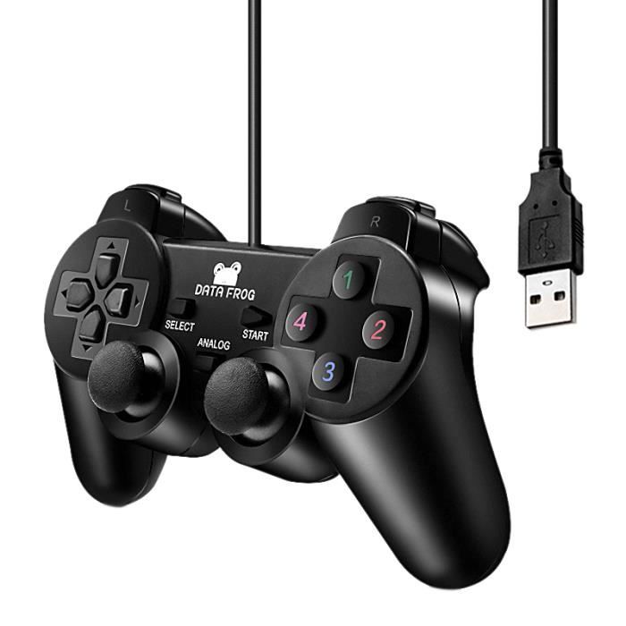 Data Frog Joystick De Vibration Filaire Usb Contrôleur Pc Pour Ordinateur Portable Pc Pour Winxp Win7 Win8 Win10 Pour Vista Black Prix Pas Cher Cdiscount