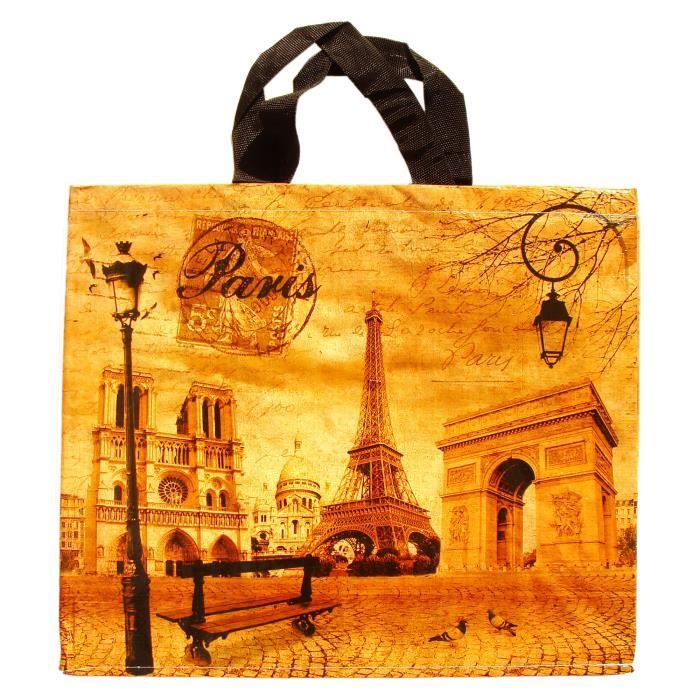 Grand Cabas Paris Chat Noir Souvenirs de France Noir