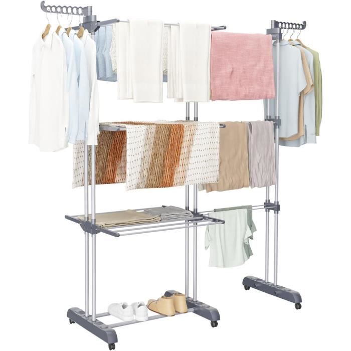 Sèche-Linge Mural Pliable Étendoir À Linge Acier Inoxydable Séchoir