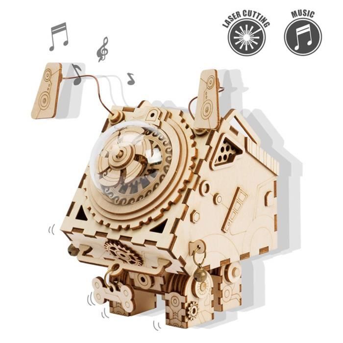 Boîte à musique en bois 3D Puzzle, construction de modèles de bricolage Art Kits d'artisanat Kits meilleurs cadeaux d'anniversaire pour adultes et enfants