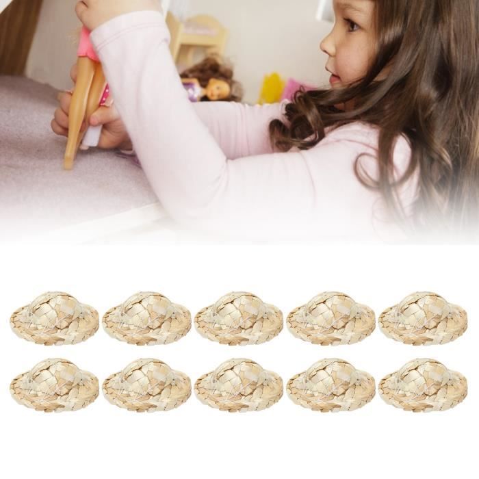 Mini Chapeau De Paille Pour Poupée Ou Mannequin - Accessoire Créatif 15 Cm