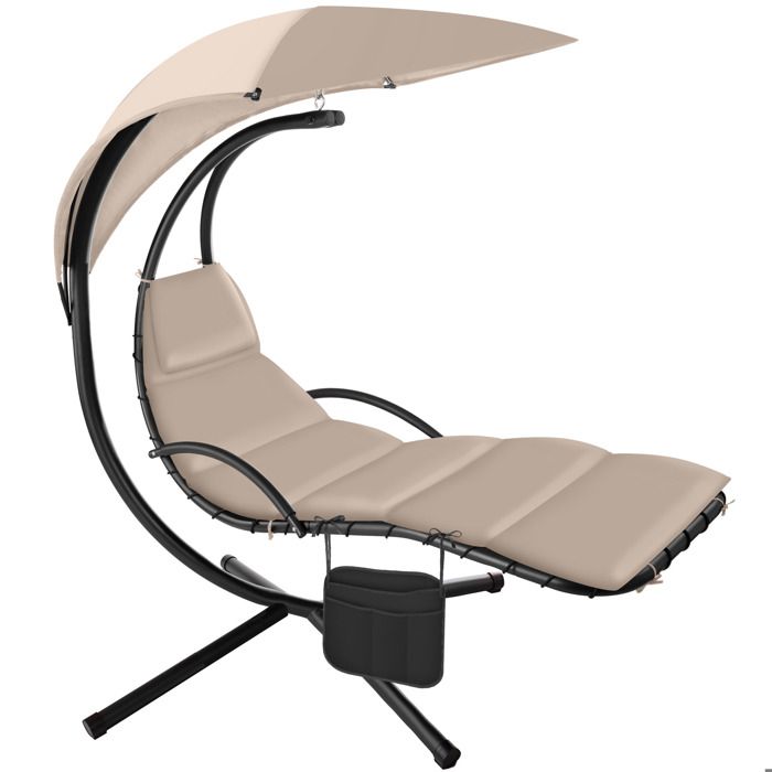 TecTake Bain de Soleil Transat Suspendu avec Pare-Soleil Fauteuil Chaise Longue Hamac 