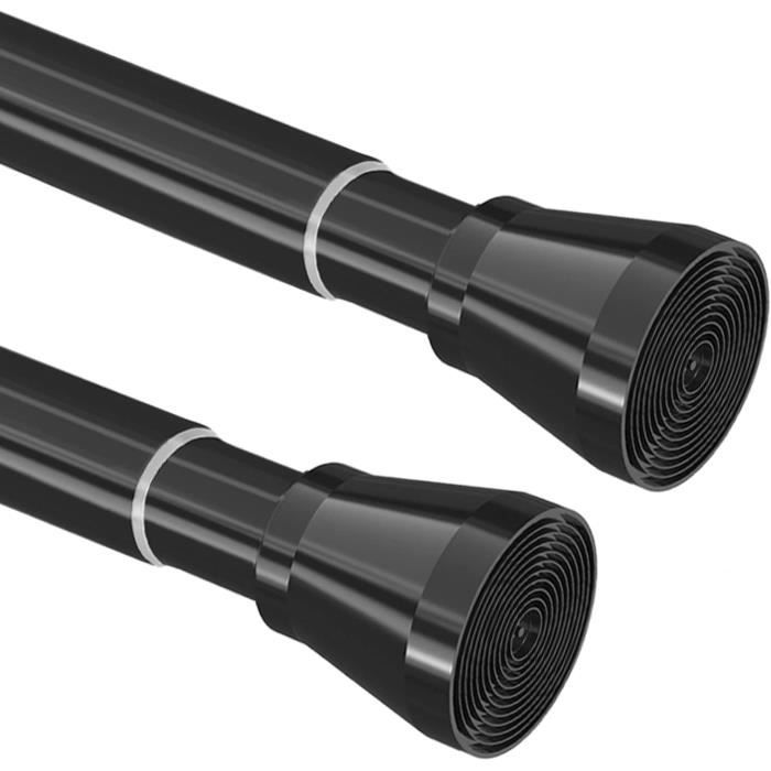 Tringle à Rideau Sans Perçage Extensible - 155-350 Cm H / 110-297 Cm L - Noir - Séparateur De Pièce