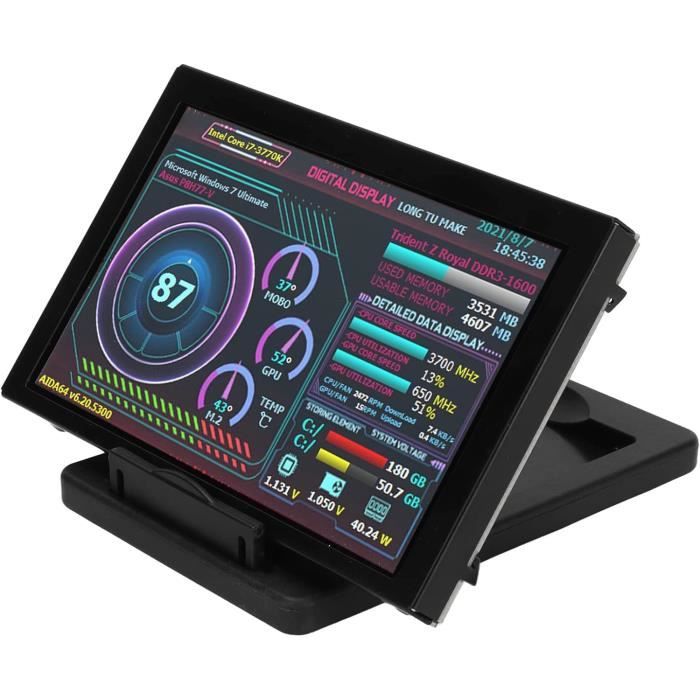 Écran Tactile IPS 7 Pouces 1024x600 - Moniteur Mini HDMI/VGA/AV Avec Haut-parleurs, Pour Raspberry Pi, PC, CNC, CCTV