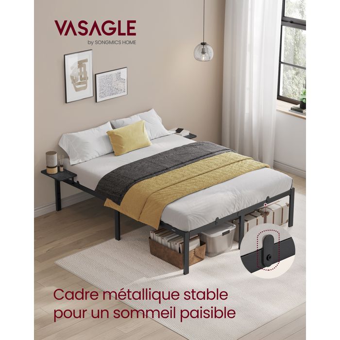 Cadre de lit double 140x190 cm Vasagle