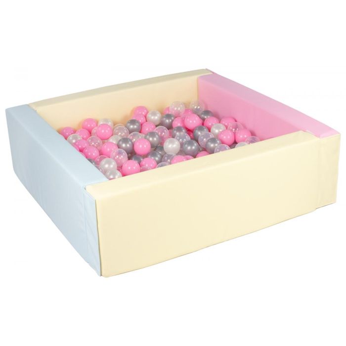 Velinda Piscine à Balles Pour Enfant - Aire De Jeu Avec 300 Balles (Blanc, Rose Clair, Gris) - Fun Et Développement Sensoriel