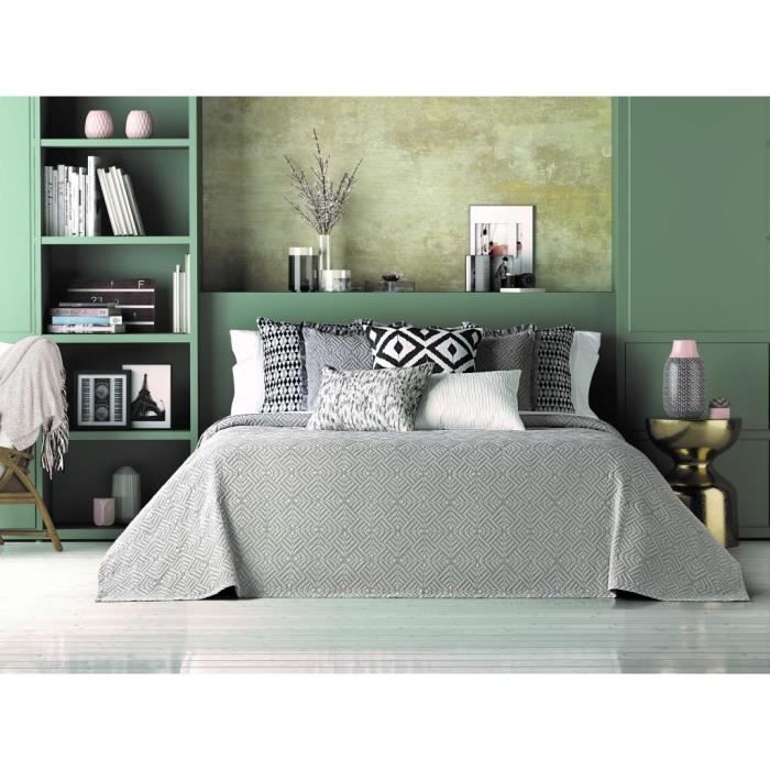 BIANCHERIAWEB Couvre-lit Piqué Printemps-été 100 % Coton Motif Rose Grand Floral Pour Lit Double Beige