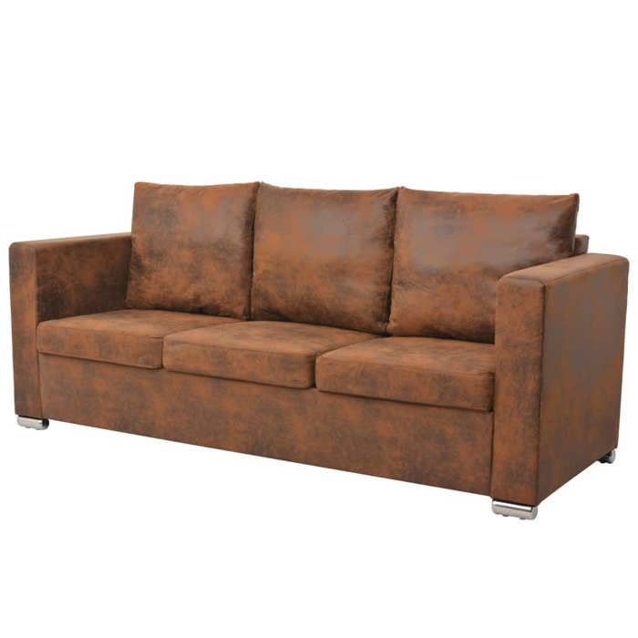 vidaXL Canapé à 3 Places Sofa de Salon Canapé de Salle de Séjour Meuble de Salon Maison Intérieur 191x73x82 cm Cuir Daim 244703