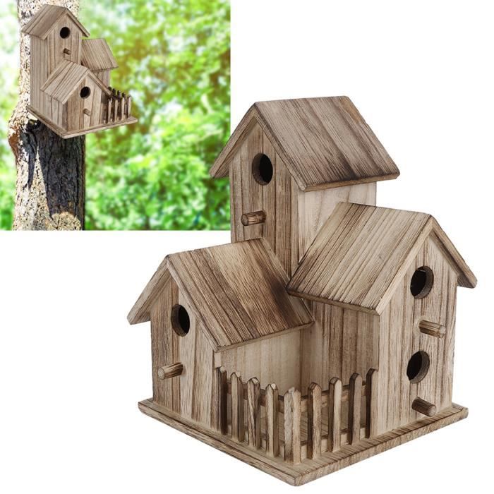 Meilleurs prix pour Nichoir à oiseaux - Vvikizy - Maison en bois de platane - Non toxique - Durable - Décoration jardin