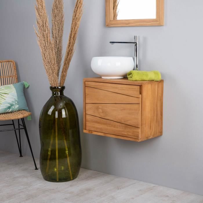 wanda collection Meuble Salle de Bain Suspendu en Teck Cosy 50cm