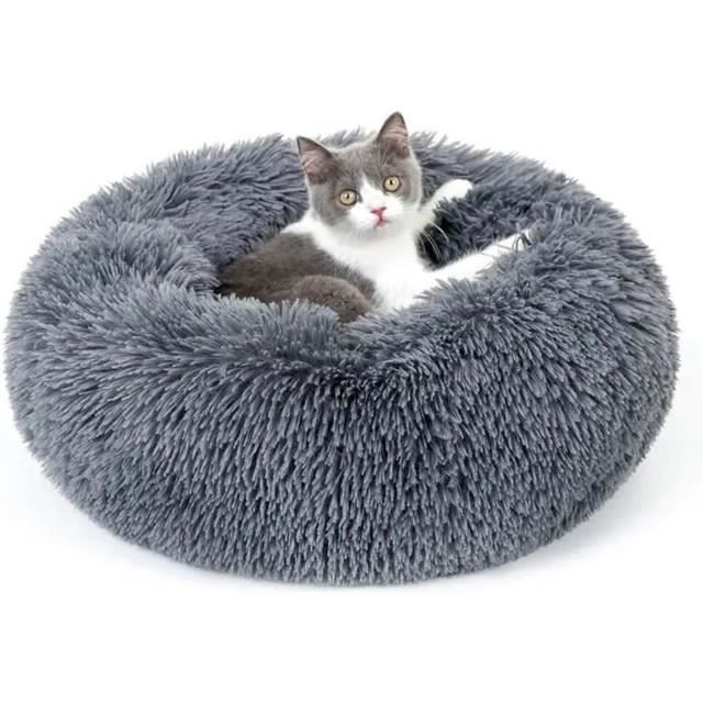 Comparer les prix de XJYDNCG Couchage Chat Panier pour chat-chien Rond en Peluche pour et Confortable - 50cm - Gris foncé