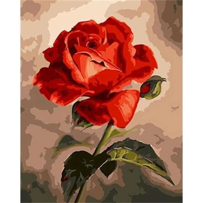 MXJSUA Fleurs Lot De 4 Kits De Peinture Par Numéros Avec Cadre pour Enfants et Adultes, Peintures À L'Huile Acryliques pour Enfants Débutants four Décoration Maison 20x20cm