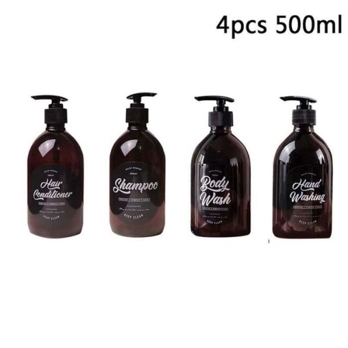 Set De 3 Flacons Rechargeables Pour Shampoing, Après-shampoing Et Gel Douche - Avec Pompe - Noir