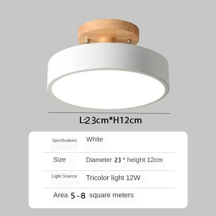 SEMANHUA Plafonnier LED Plafonnier Rond Plat Ultra-Mince Éclairage De Plafond À Gradation 3 Couleurs Plafonniers Encastrés À Économie D'énergie Lampes D'étude for Enfants De Chambre Simple Nordique