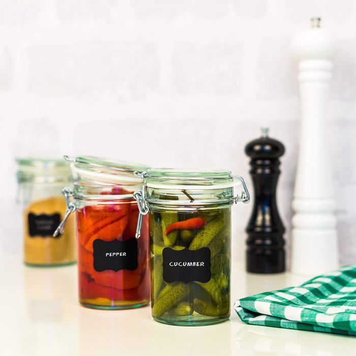 YOCOLE Lot De 4 Bocaux En Verre 1500ml Avec Couvercles Bois - Conservation Céréales Et Aliments