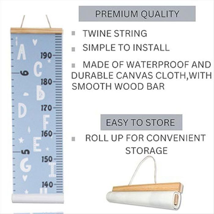 Toise En Bois Pour Enfants - Tableau De Hauteur Mural Pliable Avec Étoiles - Décoration Chambre Bébé