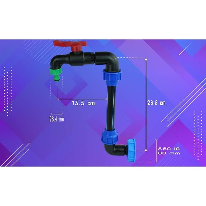 Raccord Col De Cygne GASMIS S60X6 + Robinet Jardin 3/4 Double Sortie – Pour Cuve IBC 1000L