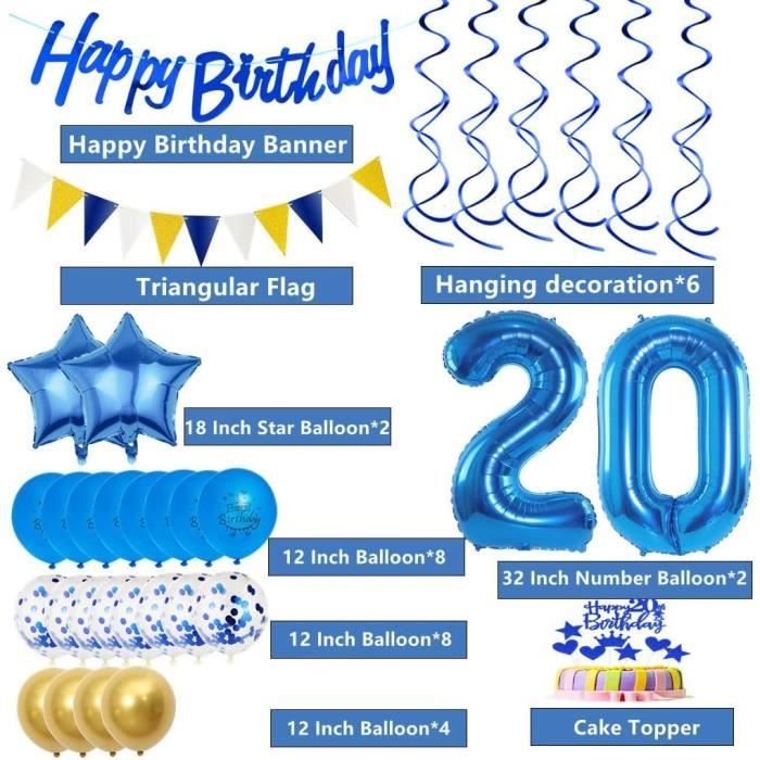 Décorations de gâteau d'anniversaire pour 20e anniversaire, 20 décorations de gâteau, 20 décorations de gâteau d'anniversaire, 20 décorations pour gâteau, 20 décorations d'anniversaire à paillettes or