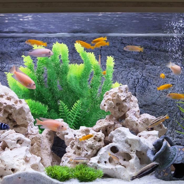 SHTUUYINGGEnsemble de décorations pour aquarium Plantes aquatiques  artificielles Décor réaliste Algues Plantes aquatiques Décorations pour  aquarium Simulation d'aquarium Plantes en plastique Acce