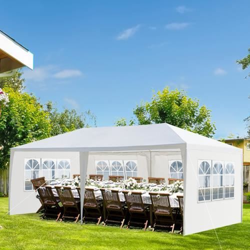 Tonneau De Jardin Chalet 9x3 M - Chapiteau Extérieur Imperméable, Parois Amovibles, Cadre Acier Époxy