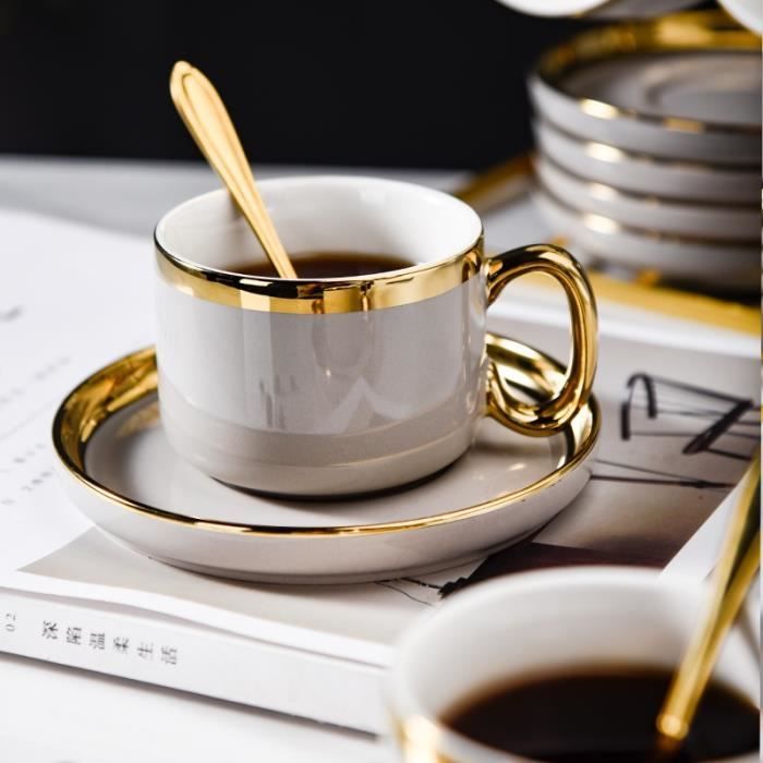 Service à café avec soucoupes,Tasse à café De luxe en céramique
