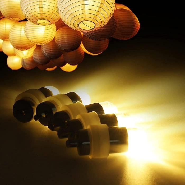 Ledmomo Lot de 50 mini lampes LED pour ballons gonflables et lanternes en  papier, décoration, Plastique, Blanc., 3,5 × 1,5 × 1,5 cm