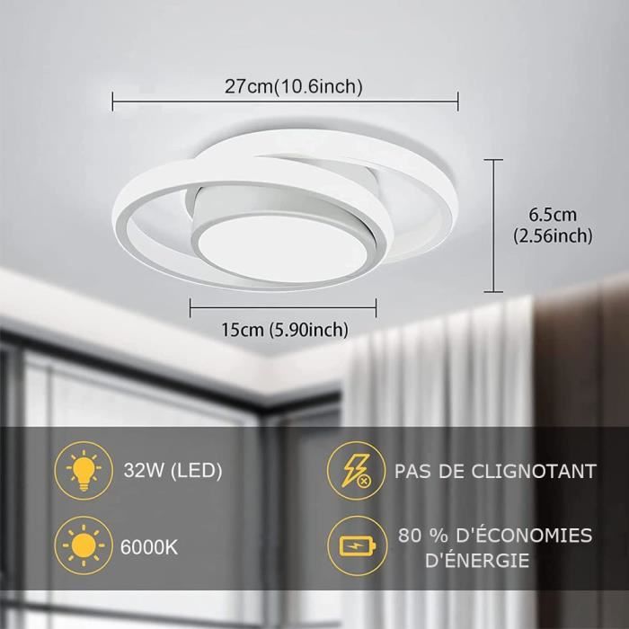 Plafonnier LED Moderne, 32W Lampe de Plafond, Luminaire Plafonnier