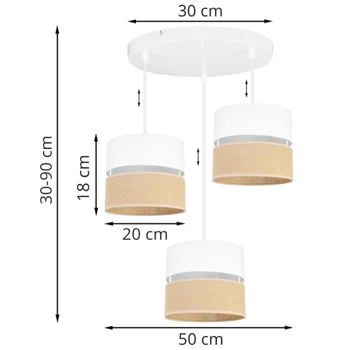 Light-Home Juta Abat Jour Suspension Luminaire Lustre - E27 - OV 3 ...