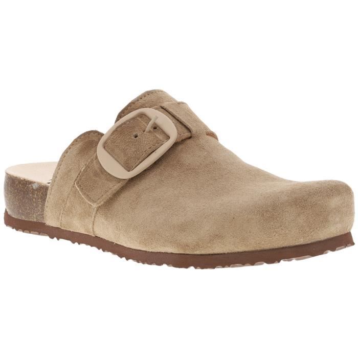 Mules en cuir suede beige pour femme Think Compense bas 4 cm Premiere en cuir biologique ergonomique Beige Cdiscount Chaussures