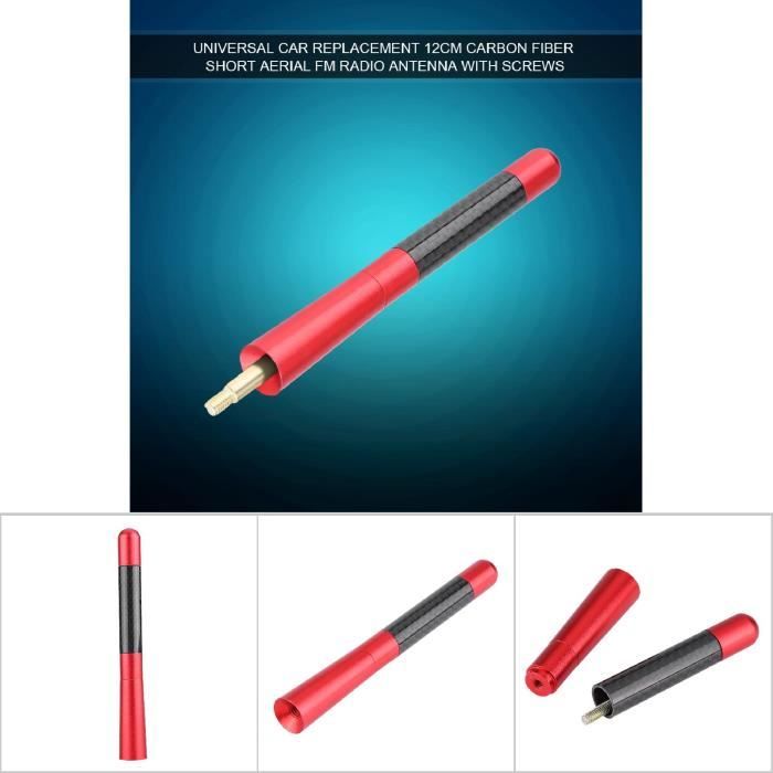 Antenne Courte Voiture En Fibre De Carbone 3 Pouces – Universelle Filetage Vis, Look Sportif Noir Mat (EVGATSAUTO)