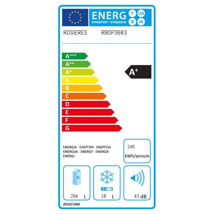 Réfrigérateur Rosières RBOP3683/N - Réfrigérateur Intérieur 1 Porte - Modèle Compact