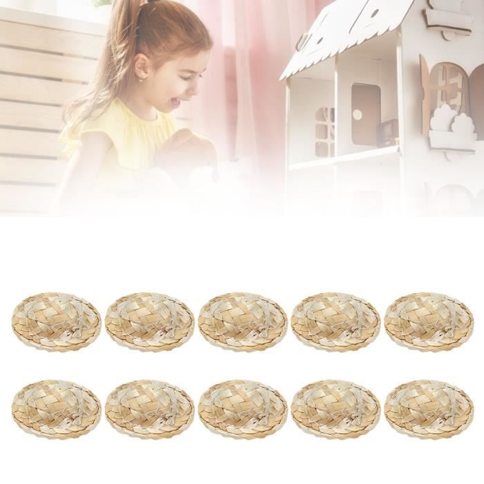 BEL-7423055065054-Chapeau de paille de maison de poupée Chapeau de