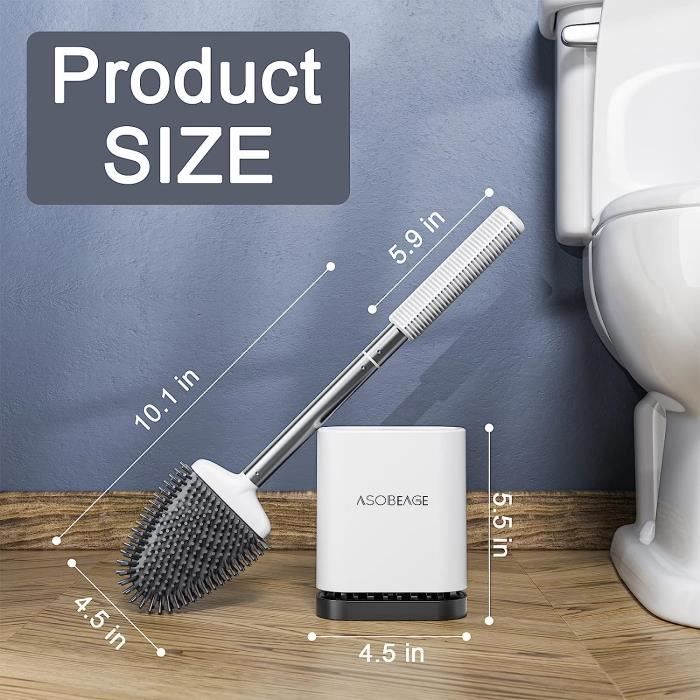 Brosse de Toilette avec Support, Brosse WC Silicone Flexible, Brosse de  Toilettes à Séchage Rapide et