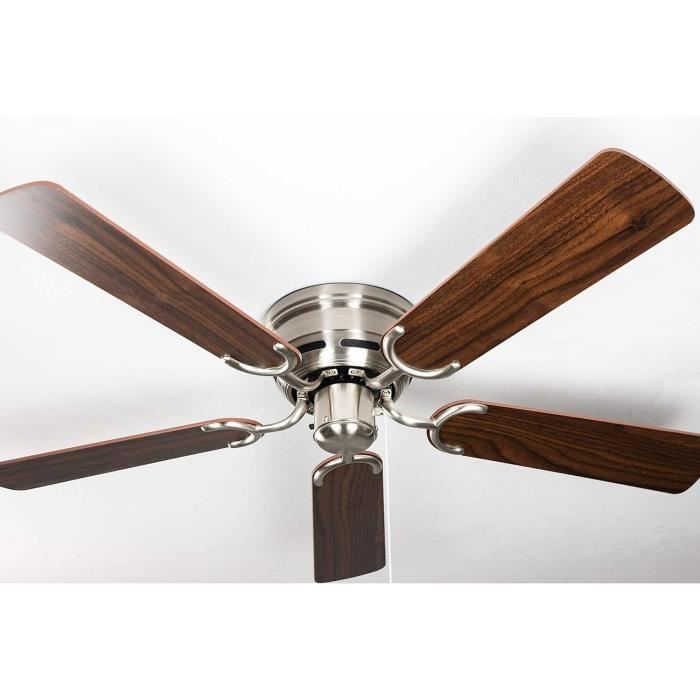 Elstead Lighting Eris ventilateur de plafond silencieux avec lumière LED 152cm IP44 extérieur + télécommande Nickel