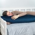 Housse d'oreiller Side Sleeper Velours 40 x 145 cm -pour oreillers longs en coton Bleu Marine-2