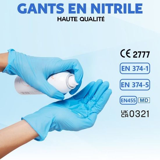Gant Jetable En Nitrile, Sans Latex Ni Poudre, Usages Multiples, Pour  Contact Alimentaire, Protection Médicale et