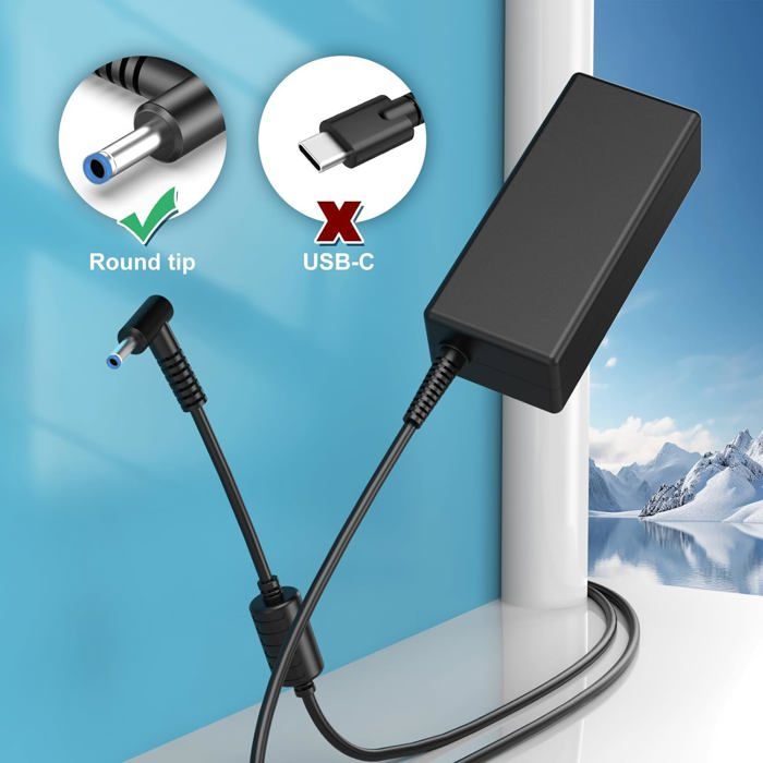 Chargeur HP 65W 19,5V - Compatible Elitebook, Probook, Pavilion, Envy - Adaptateur Secteur Fiable
