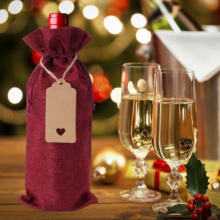 DIWNELEM Lot De 16 Sacs à Vin En Toile De Jute Avec étiquettes Et