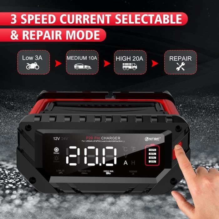 AUTOXEL Chargeur de Batterie Intelligent 6V/12V 3.8A, Compensation