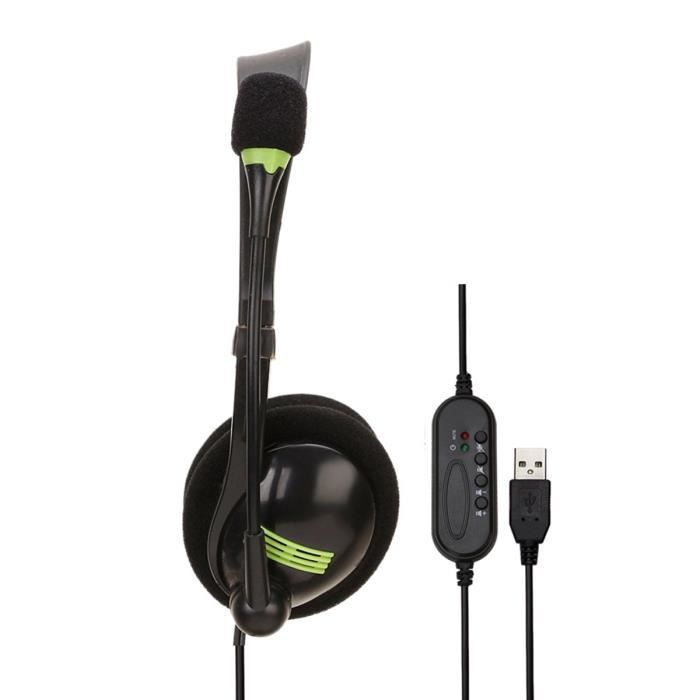 SY440MV Casque USB avec microphone sur le casque d'écoute avec contrôle du  volume du commutateur de micro - Cdiscount Informatique