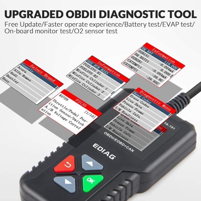 Solryn OBD2 WiFi Diagnostic Scanner - Lecteur Codes Erreurs Voiture Android IOS Windows, Compatible Majorité Véhicules