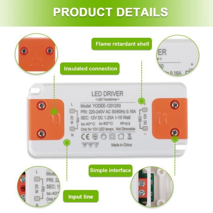 12V 15W Led Transformateur Led Driver Led Convertisseur Pour Lampes Led G4 Mr16 Mr11 Gu4 Gu5.3 ...