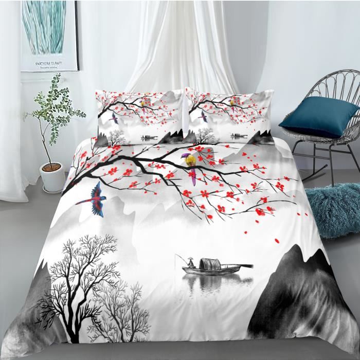 Housse De Couette + Taie(s) D'oreiller Satin De Coton - Cerisier Des C