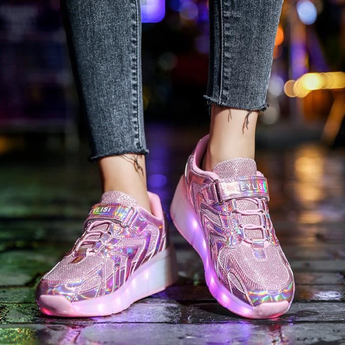 Chaussures à roulettes LED pour enfants - Rose - Skateshoes Basket Sneakers  Double Roues - Achat / Vente Chaussures à roulettes LED pour enfants - Rose  - Skateshoes Basket Sneakers Double Roues - Cdiscount