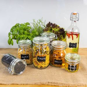 Argon Tableware Bocaux En Verre Avec Couvercle Hermétique à Clip En Métal - 750 Ml - Lot De 3-4 Joints De Couleur - Récipient De Cuisine Rond